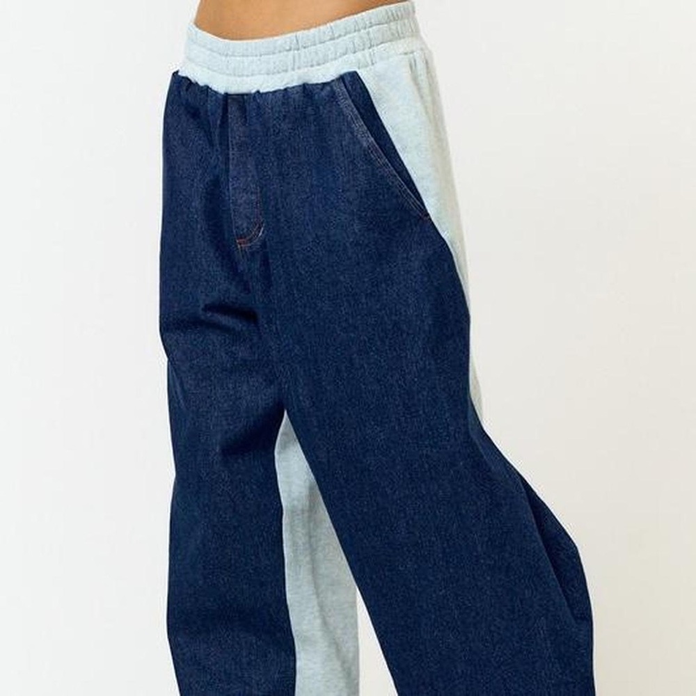 PRE-OWNED - Zara Contrasting Denim Joggers - Medium - Picture 6 of 8